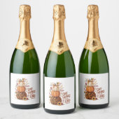 主与え感謝していに向かって秋のカボチャ スパークリングワインラベル (ボトル)