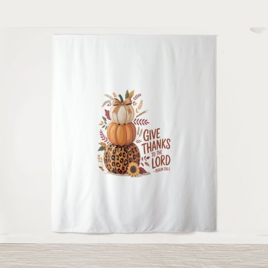 主与え感謝していに向かって秋のカボチャ タペストリー (正面)