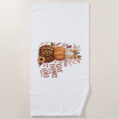 主与え感謝していに向かって秋のカボチャ ビーチタオル (正面)