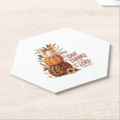 主与え感謝していに向かって秋のカボチャ ペーパーコースター (アングル)