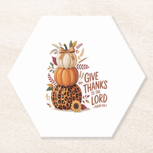 主与え感謝していに向かって秋のカボチャ ペーパーコースター (正面)