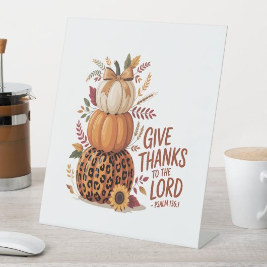 主与え感謝していに向かって秋のカボチャ 台座サイン (インサイチュ)