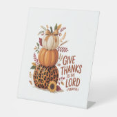 主与え感謝していに向かって秋のカボチャ 台座サイン (正面)