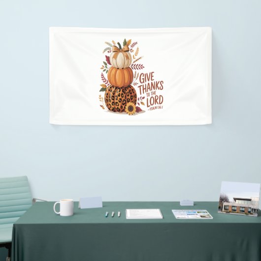 主与え感謝していに向かって秋のカボチャ 横断幕 (トレードショー)