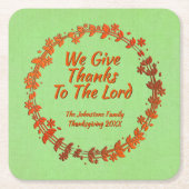 主与え感謝していのリース名へ スクエアペーパーコースター (正面)