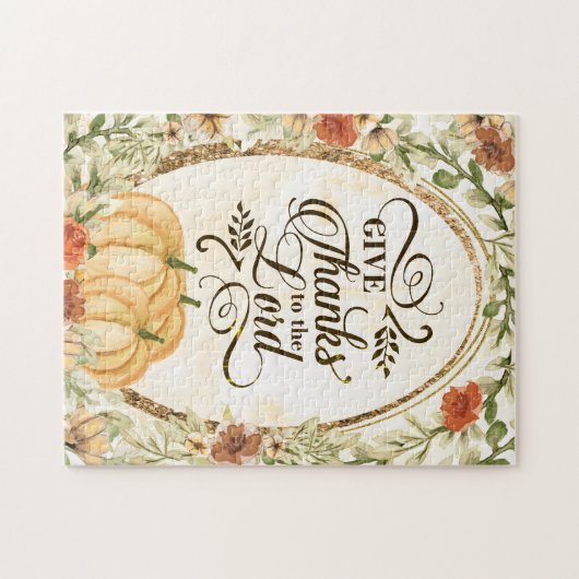 主与え感謝してい秋の花かぼちゃへ ジグソーパズル (横)