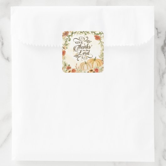 主与え感謝してい秋の花かぼちゃへ スクエアシール (バッグ)