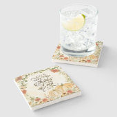 主与え感謝してい秋の花かぼちゃへ ストーンコースター (横)