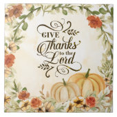 主与え感謝してい秋の花かぼちゃへ タイル (正面)