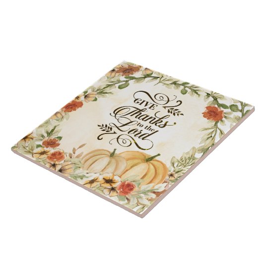 主与え感謝してい秋の花かぼちゃへ タイル (側面)