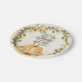 主与え感謝してい秋の花かぼちゃへ ペーパープレート (アングル)