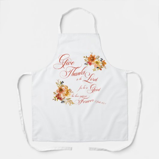 主与え感謝してい秋水の色のフローラ エプロン (正面)