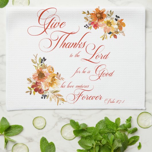 主与え感謝してい秋水の色のフローラ キッチンタオル (折り畳み)