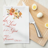 主与え感謝してい秋水の色のフローラ キッチンタオル (四つ折り)