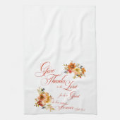 主与え感謝してい秋水の色のフローラ キッチンタオル (縦)