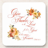主与え感謝してい秋水の色のフローラ コースター (正面)
