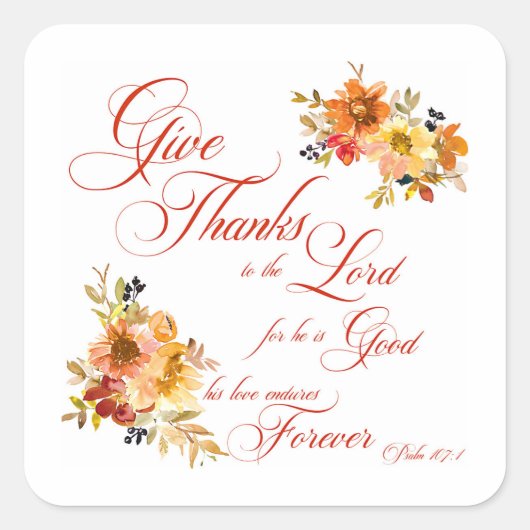主与え感謝してい秋水の色のフローラ スクエアシール (正面)