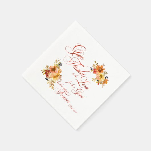 主与え感謝してい秋水の色のフローラ スタンダードカクテルナプキン (角)