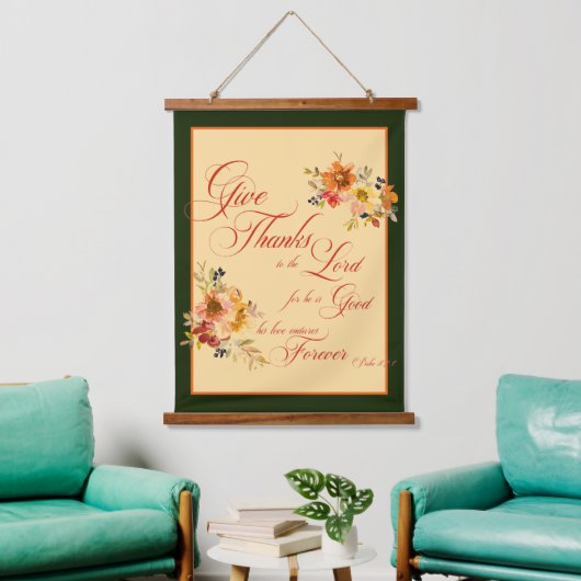 主与え感謝してい秋水の色のフローラ 吊り下げ型タペストリー (リビング)