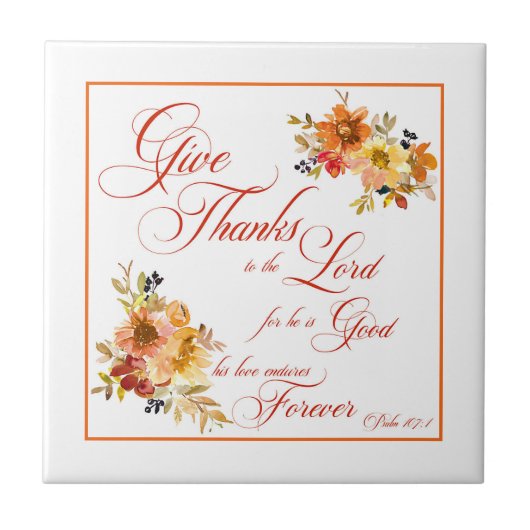 主与え感謝してい秋水色フローラCeへ タイル (正面)