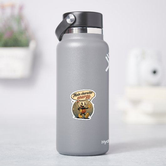主人公エナジーレトロ風カートゥーン シール (HydroFlask)