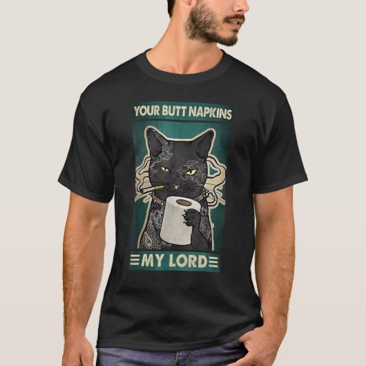 主君の肛門用ナプキン 黒猫のタトゥー アーティスト Tシャツ (正面)