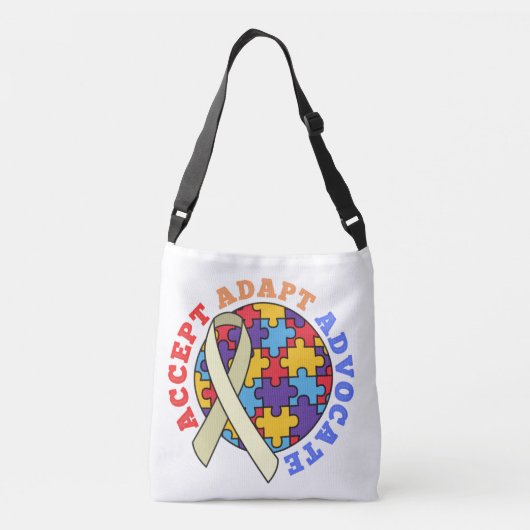 主唱者 – 自閉症意識の適応を受け入れる世界リブ クロスボディバッグ (裏面)