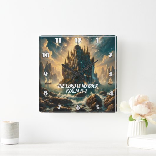 主威厳のあるの登城は私の岩 スクエア壁時計 (ホーム)