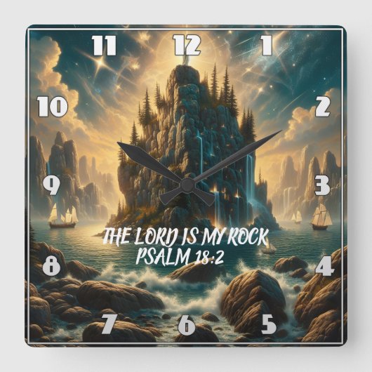主威厳のあるの登城は私の岩 スクエア壁時計 (正面)