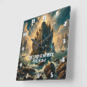 主威厳のあるの登城は私の岩 スクエア壁時計 (傾斜)