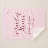 主婚人のためのマーブ色の名前と日付のピンクのパステルカラーの花嫁 シェルパブランケット (正面(横))