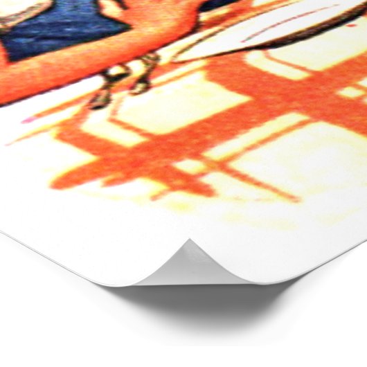 主婦が家族のヴィンテージに食事を見せおもしろいる ポスター (角)