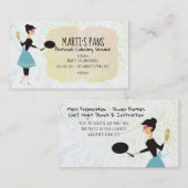 主婦のフライパンのシェフのケイタリングビジネスカード 名刺 (正面/裏面)