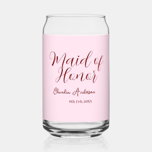 主役の女性 紫 名前 日付 ピンク パステル ブライダル ガラス缶 (正面)