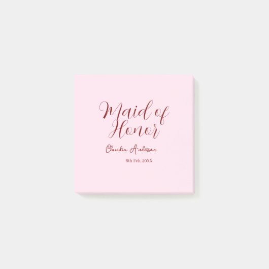 主役の女性 紫 名前 日付 ピンク パステル ブライド ポストイット (正面)