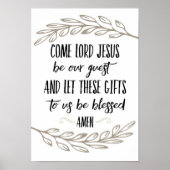 主来イエスは私たちのゲスト祈りの言葉ウォールアート ポスター (正面)