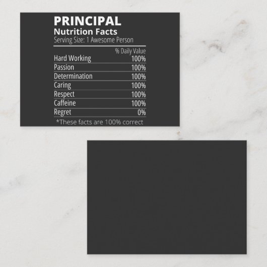 主要な栄養事実おもしろい 名刺 (正面/裏面)