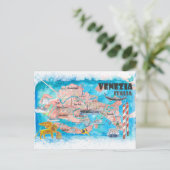 主要運河を持図解入りの、写真付きのつヴェネツィアの地図 ポストカード (スタンド正面)