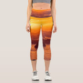 久留島海峡大橋と久留志のぼんやりした夕日 カプリレギンス (正面)