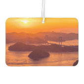 久留島海峡大橋と久留志のぼんやりした夕日 カーエアーフレッシュナー (裏面)