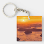 久留島海峡大橋と久留志のぼんやりした夕日 キーホルダー (正面)