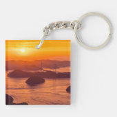 久留島海峡大橋と久留志のぼんやりした夕日 キーホルダー (裏面)