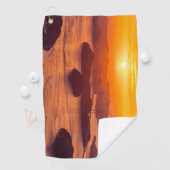 久留島海峡大橋と久留志のぼんやりした夕日 ゴルフタオル (インサイチュ)