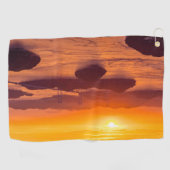 久留島海峡大橋と久留志のぼんやりした夕日 ゴルフタオル (横)