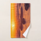 久留島海峡大橋と久留志のぼんやりした夕日 バスタオルセット (ハンドタオル)