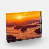 久留島海峡大橋と久留志のぼんやりした夕日 フォトブロック (左)