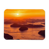 久留島海峡大橋と久留志のぼんやりした夕日 マグネット (横)
