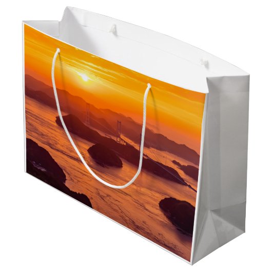 久留島海峡大橋と久留志のぼんやりした夕日 ラージペーパーバッグ (裏面アングル)