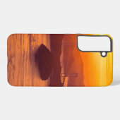 久留島海峡大橋と久留志のぼんやりした夕日 SAMSUNG GALAXYケース (裏面横)