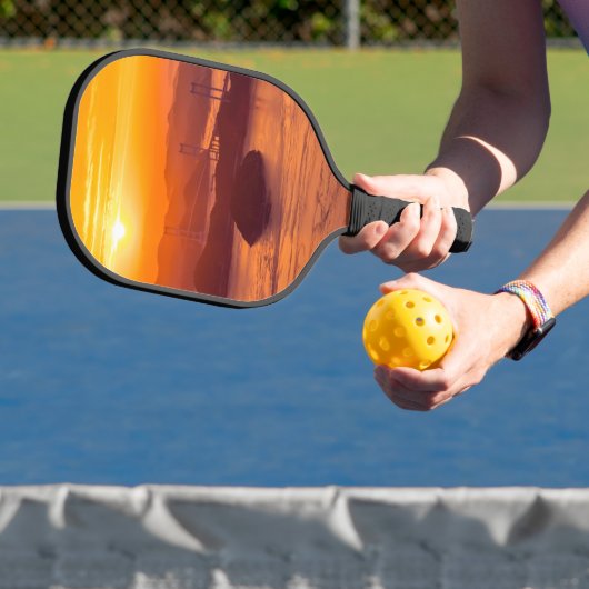 久留島海峡大橋のぼんやりとした夕日 ピックルボールラケット (インサイチュ)